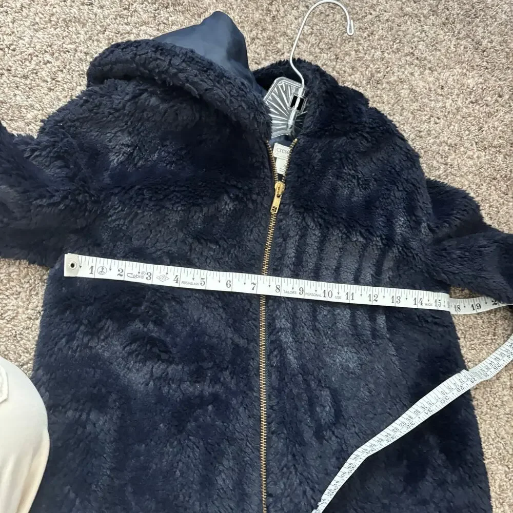 J Crew Crewcuts Unisex Navy Collared Sherpa Fleece Bomber Jacket Kids Sz 8